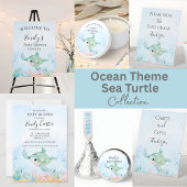Sea Turtle Baby Shower Round Stickers ラウンドシール