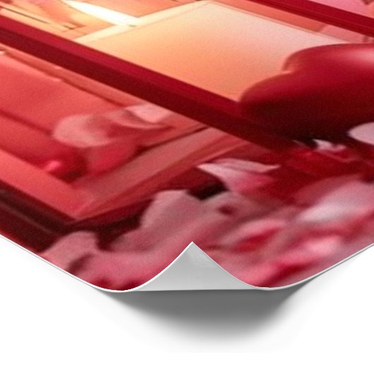 Collection of Pink and Red Hearts on a Modern Wall ポスター (角)