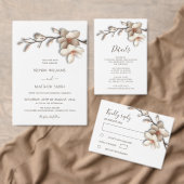 3D Ivory Magnolia Simple Wedding 出欠カード (この独立クリエイターのコレクションをカスタマイズ。)
