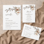 3D Ivory Magnolia Simple Wedding 出欠カード (この独立クリエイターのコレクションをカスタマイズ。)
