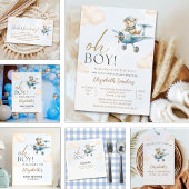 Oh Boy, Bear Baby shower boy サンキューカード