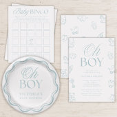 Minimal Blue Boy Baby Shower Diaper Raffle エンクロージャーカード