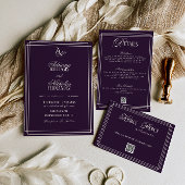 Luxury Purple Calligraphy Wedding セーブザデート