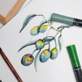 魔法オリーブ水彩手絵を描形 スタンダードカクテルナプキン