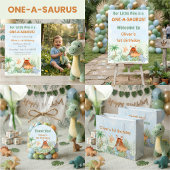Dinosaur One-A-Saurus 1st Birthday  スクエアペーパーコースター