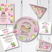 小さな女の子ワンハッピーキャンパーファーバースデーパーティー ショートテーブルランナー