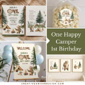 Set of 3 One Happy Camper Bear Nursery Wall Art