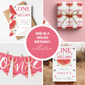 One in a Melon Watermelon First Birthday 招待状