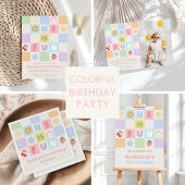Two much Fun Colorful Gingham 2nd Birthday Photo 招待状