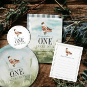 ワンラッキーアヒル水彩少年1歳の誕生日 ペーパープレート