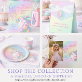 Personalized Pastel Unicorn Happy Birthday Sticker ラウンドシール