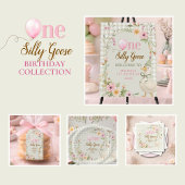 One Silly Goose Gingham Pink Floral Birthday  紙コップ