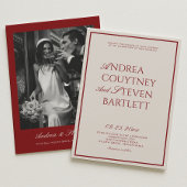 Modern Deep Red Wedding Details Qr Code エンクロージャーカード