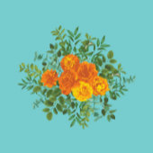 オレンジ&ティール（緑がかった色）アクア牡丹&バラフローラ結婚ズ 招待状