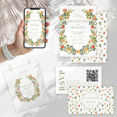 オレンジ色のほこりっぽい緑のフローラ丸のメニューカードプレート メニュー