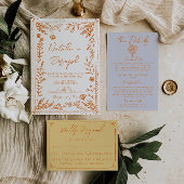 Whimsy Orange Drawn Floral Garden Save The Date セーブザデート