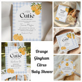 Orange Gingham Citrus Baby Shower ペーパープレート