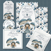 Little Mushroom Blue Fairy Kids Birthday Party スタンダードカクテルナプキン