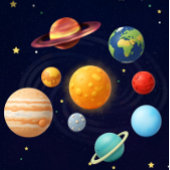 かわいい宇宙 外太陽系 名前入り ラゲッジタグ