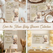 月の上のテディベア男女兼用ベビーシャワー ペーパープレート