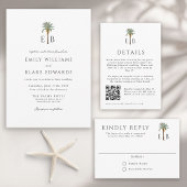 Royal Palm Logo Elegant Tropical Monogram Wedding ラウンドシール