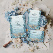 Pastel Coastal Blue Florals Wedding サンキューカード