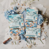Pastel Coastal Lighthouse Ocean Wedding 招待状