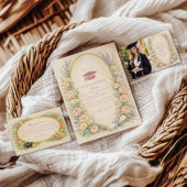 Photo Pastel Floral Wreath Graduation Celebration 案内状