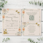 Pastel & Gold Floral Wedding Invitation 招待状 (この独立クリエイターのコレクションをカスタマイズ。)