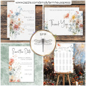 パステルルーズワイルドフラワーモダンズ結婚ズ 出欠カード