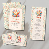 Pastel Ocean Starfish Custom Name Nursery ノートカード