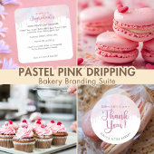 Pastel Pink Dripping Bakery Pastry Chef 名刺