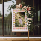 パステルプレイド「2つの多くのおもしろい」第2の誕生日バナー 横断幕