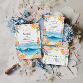 Pastel Seashell Coastal Waters Wedding 招待状