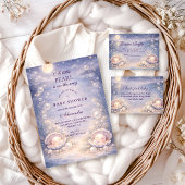Pastel Seashell Pearl Baby Shower 招待状
