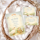 Pastel Silly Goose Farm Baby Shower 招待状
