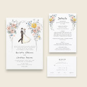 Hand Painted Garden Floral Wedding  招待状ベリーバンド