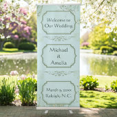 パステルティール（緑がかった色）ホワイトフラワーズ結婚ラウンド招待状 招待状