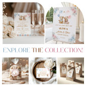 Cute Teddy Bear Gender Reveal Blue Pink Balloons 招待状