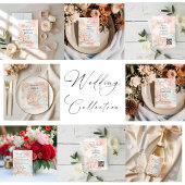 Pastel Watercolor Floral Abstract Shapes Wedding スパークリングワインラベル