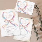 結び目ピンクボウブライダルシャワーインビタ 招待状