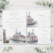 ヴェネツィアイタリアカナルズウォーターカラーリハーサルディナー 招待状 (この独立クリエイターのコレクションをカスタマイズ。)