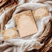 Peach & Petals Elegance Bridal Shower 招待状