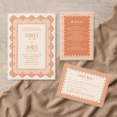 Peach Lace Elegant Wedding Invitation, 出欠カード (この独立クリエイターのコレクションをカスタマイズ。)