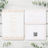 ピーチファズミニマルトレンディーフラワーパターン 招待状 (この独立クリエイターのコレクションをカスタマイズ。)