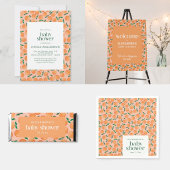 Summer Oranges Fruit Pink Baby Shower Custom スクエアペーパーコースター