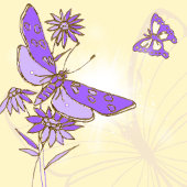 ピーチパープルバタフライ誕生日ラッピング紙 ラッピングペーパー