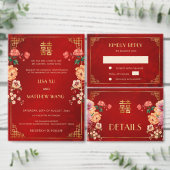 中国の結婚式詳細同封カード エンクロージャーカード (この独立クリエイターのコレクションをカスタマイズ。)