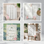 Blush Peony Striped Wedding Thank YouMagnetic Card