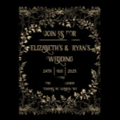 豪華なゴールド＆ブラックセピアの花柄仕上げ ゲストブック